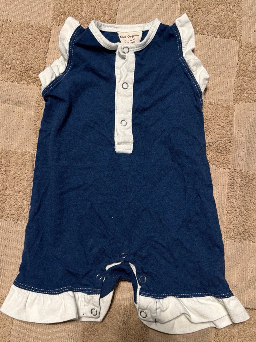 Navy and White Ruffle One-Piece Bodysuit